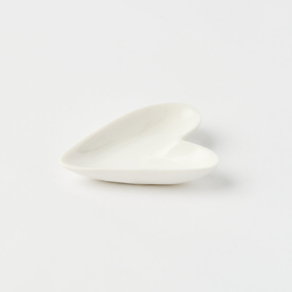 Small white ceramic heart catch-all dish