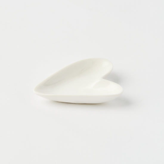 Small white ceramic heart catch-all dish